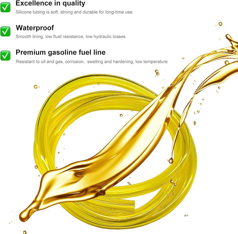 KVAEY Colorful Fuel Line Hose Tube, Flexible Anticorrosion Silicone Gas Line Petrol Hose Line, Soft High Performance Vacuum Tubing Hose Replacement for Motorcycle Dirt Pit Bike ATV (Yellow) - Image 3